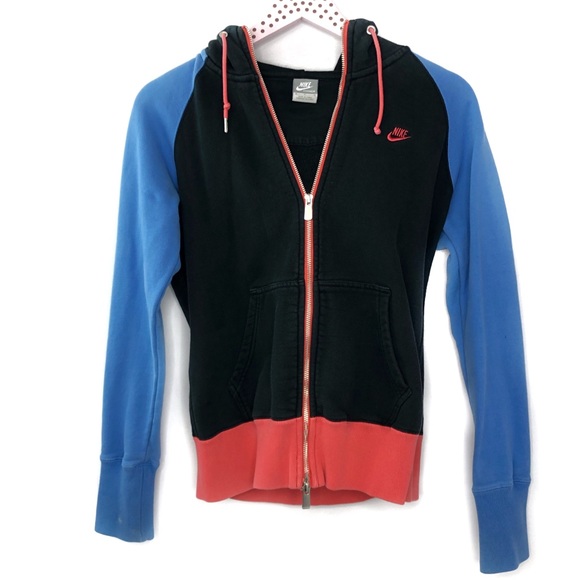 Nike Tops - Nike Black Blue Full Zip Hoodie Jacket Sweatshirt